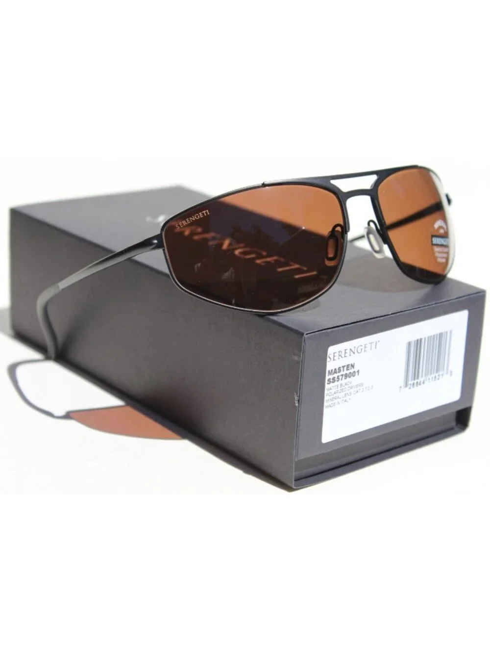 SERENGETI Masten POLARIZED Sunglasses Matte Black/Drivers NEW SS579001 Italy